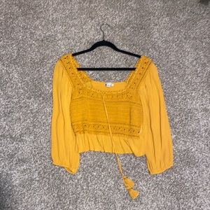 YELLOW CROCHETED AE TOP
